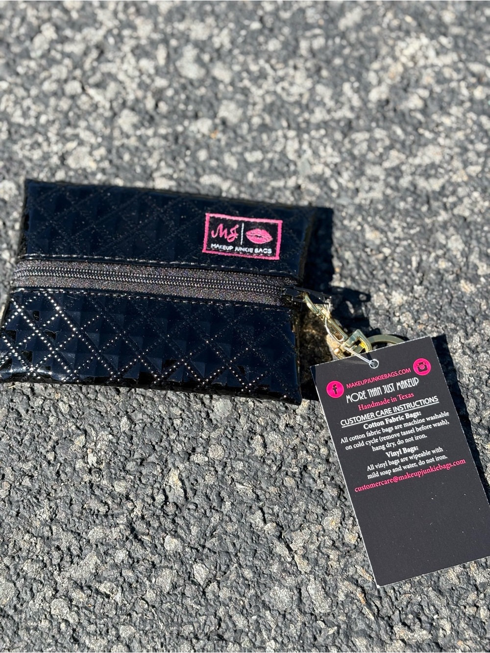 Makeup Junkie Black Quilted Glossy Coin Pouch